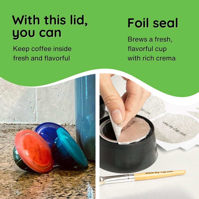 My-Cap Sampler Set - Fill Your Own Coffee Pods - Includes Cap, Lid, Foil Seals, Capsule Holder & Funnel - Complete Solution to Make Your Own Capsules for Nespresso VertuoLine Brewers - Image 5